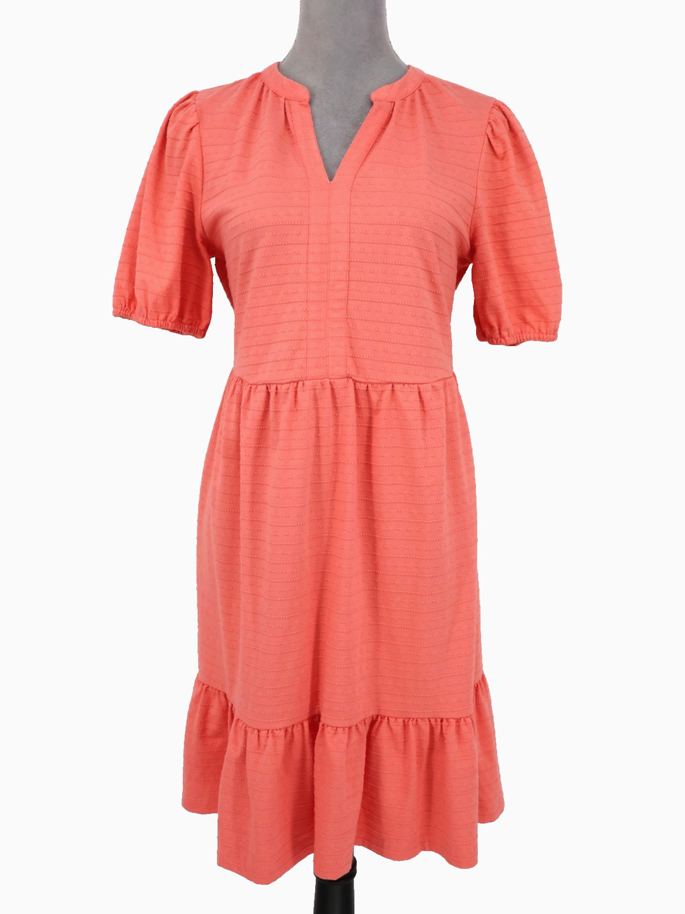 Loft Dress Womens Small Orange Peach Cotton Knit Tiered Pullover Coastal Beach